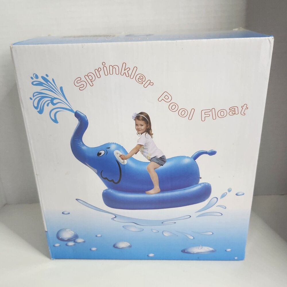 Inflatable Elephant Rider And Sprinkler NIB Blue